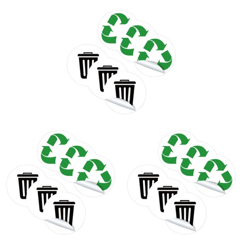 iplusmile 9 Sets Garbage Classification Label Trash Recycle Sticker Labels Recycle Trash Can Bins with Lids Waste Basket with Lids Recycle Sticker for Trash Can Carton Garbage Can PVC