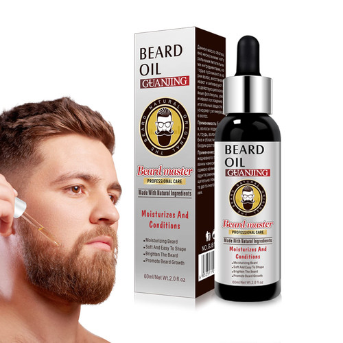 GUAN JING Beard Growth Oil for Men Patchy Beard Growth, Natural Beard Growth Serum Promotes Facial Hair Growth, Growth Oil Conditioner Soften Moisturizers for Beard Care 2 oz