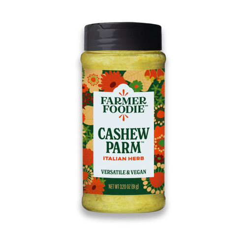 Farmer Foodie | Italian Herb | Vegan Dairy-Free Cashew Parmesan Cheese Alternative | Grated | Gluten-Free | 3.2 oz Jar with Pour & Sprinkle Cap Farmer Foodie | Italian Herb | Vegan Dairy-Free Cashew Parmesan Cheese Alternative | Grated | Gluten-Free | 3.2 oz Jar with Pour & Sprinkle Cap