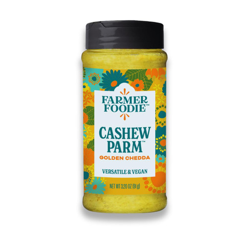 Farmer Foodie | Golden Chedda | Vegan Dairy-Free Cashew Parmesan Cheese Alternative | Grated | Gluten-Free | 3.2 oz Jar with Pour & Sprinkle Cap Farmer Foodie | Golden Chedda | Vegan Dairy-Free Cashew Parmesan Cheese Alternative | Grated | Gluten-Free | 3.2 oz Jar with Pour & Sprinkle Cap