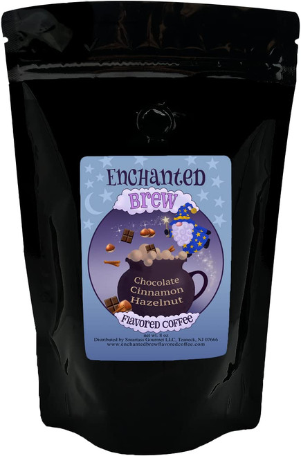 Enchanted Brew Chocolate Cinnamon Hazelnut Gourmet Flavored Coffee, Artisan Infused Medium-Roast Arabica Coffee Beans - 8 Oz Bag, Whole Bean