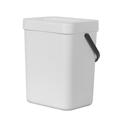 EKO Puro Mini Wall-Mounted Trash Can with Lid, Indoor Food Waste Compost Bucket, 0.79 Gal / 3L Small Hanging Trash Can for Kitchen (White)
