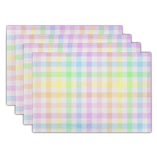 Easter Placemats Set of 4 Colorful Buffalo Check Plaid Non Slip Heat-Resistant Washable Table Place Mats Linen Tablemats for Kitchen Dining Table Home Decoration 12" x 18"