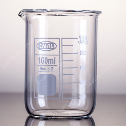 Deschem 4Pcs 100mL Glass Beaker,Low Form beakers,Good Quality,Laboratory Glassware