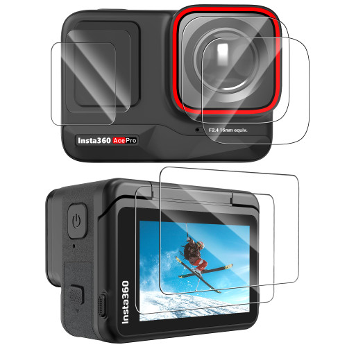 CYNOVA Screen Protector for Insta360 Ace Pro, Ultra Clear Tempered Glass Insta 360 Ace Pro Screen Protector with Insta 360 Ace Pro Lens Protector for Insta360 Ace Pro Accessories, Ultra HD, 9H