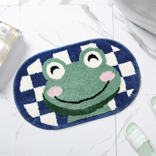 Carmoion Cute Bath Mat, Thick Soft Absorbent Microfiber Frog Bathroom Rug, Non-Slip Cute Bath Rugs, Machine Wash Dry, Bathroom Mats for Bathroom Floor, Bathtub, Shower, Sink and Decor