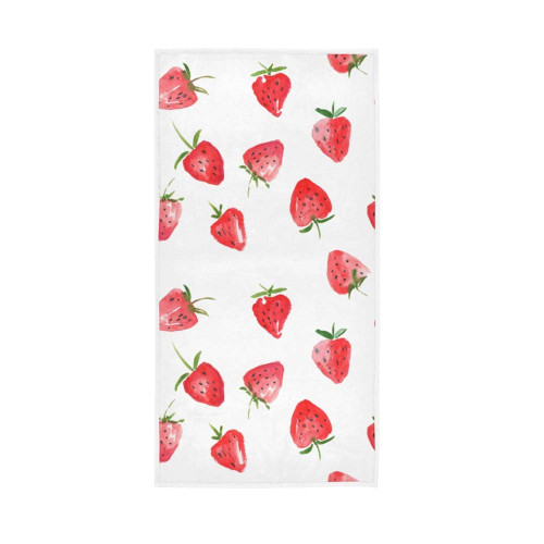 Auskid Watercolor Strawberries Cotton Hand Towel for Bath Spa Face Gym Hotel