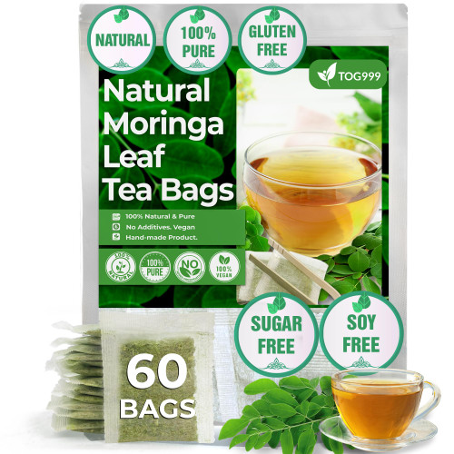 60 Moringa Leaf Tea Bags, 100% Natural & Pure from Moringa Leaves. Loose Leaf Moringa Herbal Tea. Moringa Leaf Tea. No Sugar, No Caffeine, No Gluten, Vegan. 60 Moringa Leaf Tea Bags, 100% Natural & Pure from Moringa Leaves. Loose Leaf Moringa Herbal Tea. Moringa Leaf Tea. No Sugar, No Caffeine, No Gluten, Vegan.