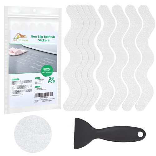 36 PCS Bathtub Non Slip Stickers, Anti Slip Shower Stickers, Shower Non Slip Stickers with Scraper for Bath Tub, Shower Floor, Stairs, Ladders