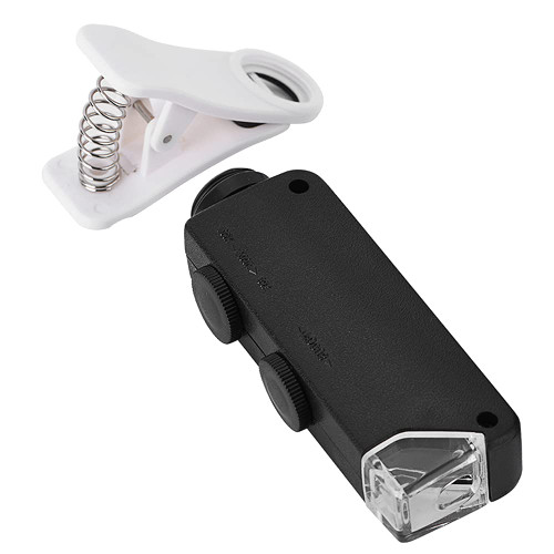 Cell Phone Microscope Lens, 60X-100X Magnification Mobile Phone Microscope Lens Optical Zoom LED Microscope Lens with Clip for Jewelry, Coins, Stamps Viewing