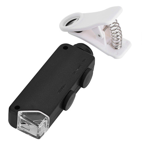 Optical Zoom LED Microscope Lens, Universal Mini 60X 100X Mobile Phone Microscope with Clip for All Smart Phones, for Viewing and Inspect Tiny Objects