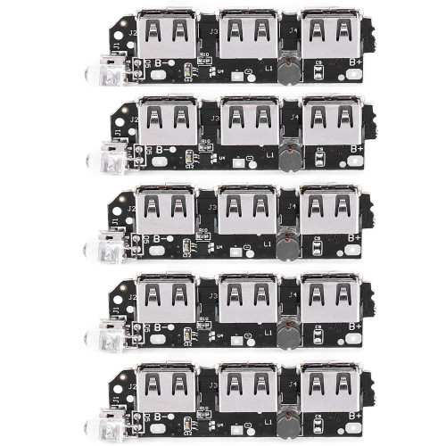 Walfront 5Pcs 18650 Charging Board 3USB Mobile Power Bank Module 5V 2.1A Power Bank Charger Module DIY Mobile Circuit Board Electronic Component