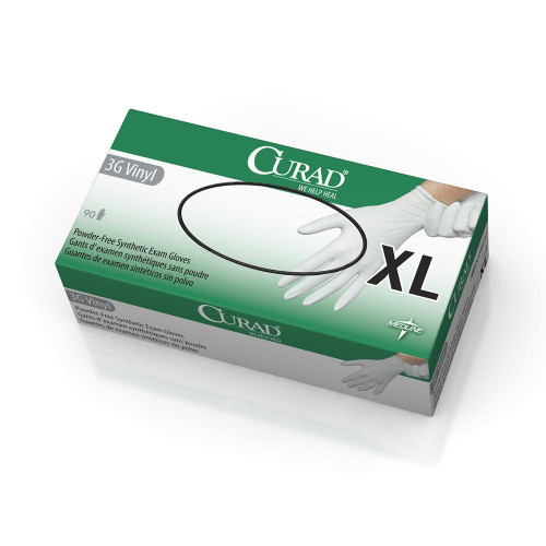 Curad Powder-Free Latex-Free 3G Vinyl Exam Gloves, X-Large, 90 Count