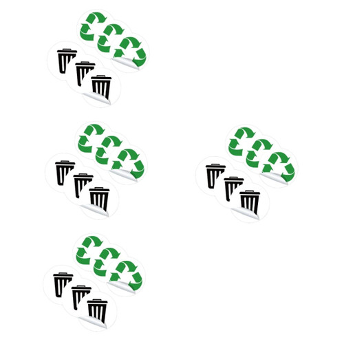 12 Sets Garbage Classification Label Bins with Lids Recycling Bins Recycle Bin with Lid Recycle Sticker for Trash Can Recycle Stickers Sign Sticker Labels PVC Recyclable Carton