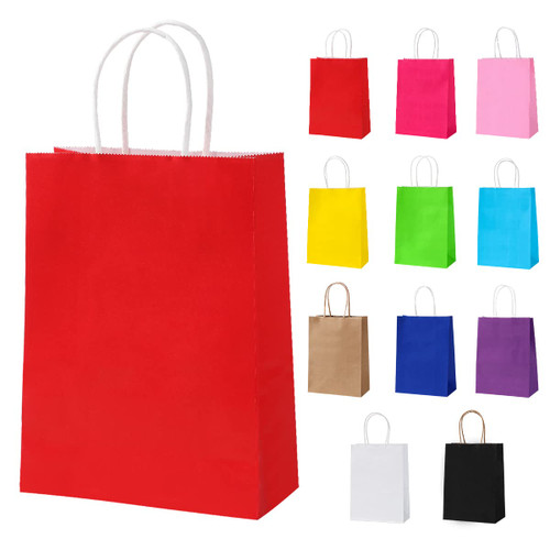 Vammy 32 Pack Small Gift Paper Bags 5.9x3.15x8.27 inch, Party Favor Gift Bags with Handles, Kraft Paper Gift Bags Bulk for Birthday Wedding Party Favors Baby Shower Grocery Retail Shopping Business