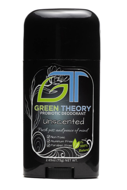 Green Theory - Unscented Natural Probiotic Deodorant - Aluminum Free, Paraben Free, Fragrance Free - 2.65 Ounce Solid Stick