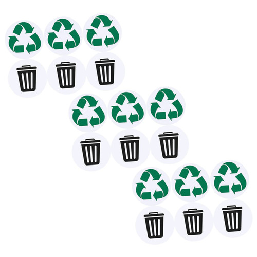 STOBAZA 1 Set Self Adhesive Recycling Stickers Recycle Sign Stickers Waste Sorting Decals Trash Symbols Sticker Trash and Large Garbage Can Garbage Can Labels Recyclable Combination PVC
