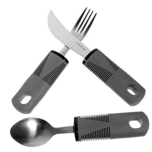 Gatuida 1 Set Rehabilitation Food Tableware Bendable Built up Utensils Disabled Cutlery Adaptive Cutlery Serving Utensils Aids for Living Feeding Spoon Elder TPR Steak