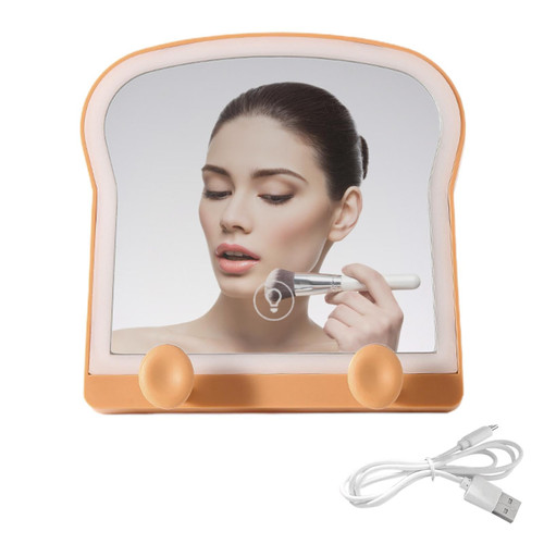 Makeup Mirror with Lights Rechargeable Travel Makeup Mirror 3 Color Dimmable Cute Toast Lighted Makeup Mirror Tabletop LED Folding Cosmetic Vanity Mirror Touch Control Makeup Mirror for Desk Tabletop Makeup Mirror with Lights Rechargeable Travel Makeup Mirror 3 Color Dimmable Cute Toast Lighted Makeup Mirror Tabletop LED Folding Cosmetic Vanity Mirror Touch Control Makeup Mirror for Desk Tabletop