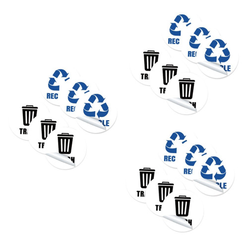 Abaodam 3 Sets 6 Garbage Classification Label Garbage Classification Decals Trash Bin Sign Garbage Waste from Recycling Trash Bin Outdoor Garbage Sorting Sticker Recycle Bin PVC Recyclable