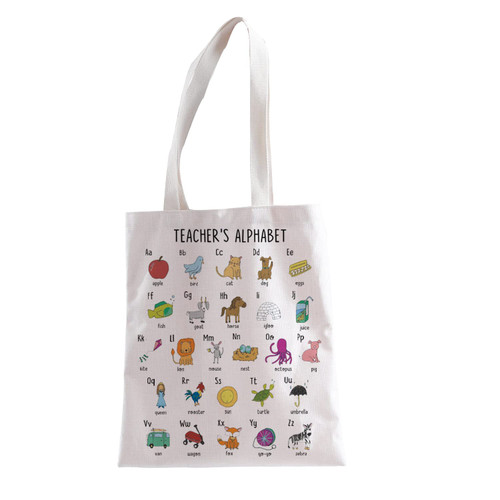 XYANFA teach school Gift Alphabet Animal ABC Learning Kindergarten School Teacher shopping Bag Gift Back to School Teacher Tote Bag (teach A to Z TOTE)