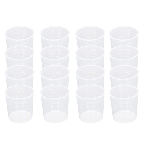 Othmro 50Pcs Measuring Cup 30ml PP Plastic Graduated Cups PP Plastic Graduated Beaker Clear Scale Cups Liquid Measuring Mixing Cups Graduated Plastic Measuring Cups for Lab Kitchen Liquids Transparent