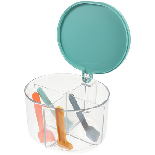 Kichvoe Seasoning Containers Seasoning Set Kitchen Seasoning Box Clear Seasoning Box 4-compartments Condiment Storage Container with Spoons Condiment Jar Green Seasoning Containers Salt Box