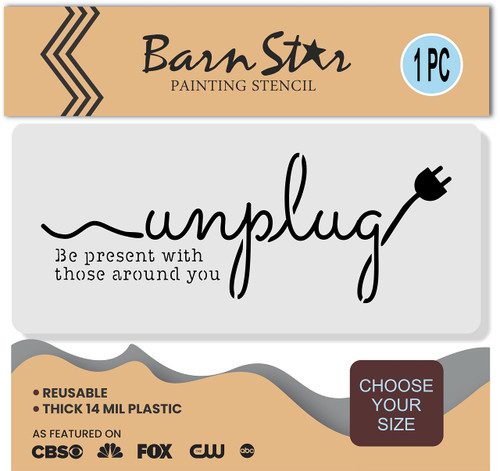 Unplug Stencil - Reusable Plastic Template - Paint Your Own Wood Box For Phone Storage - Cell Phone Holder Unplugged Design (10.5" x 3.5")