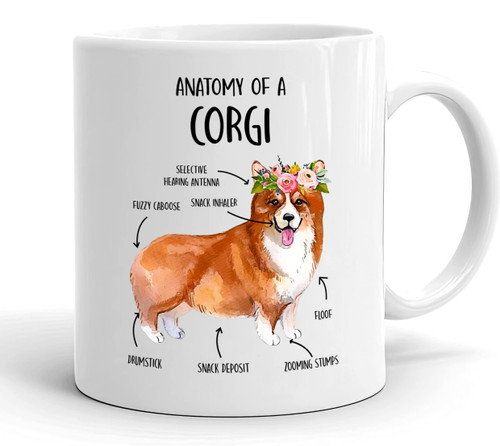 Anatomy Of A Corgi Coffee Mug - Cute Corgi Gift - Dog Lover - Funny Gift For Her - Him - Birthday - Pembroke Welsh Corgi - Ceramic Coffee Cup 11oz