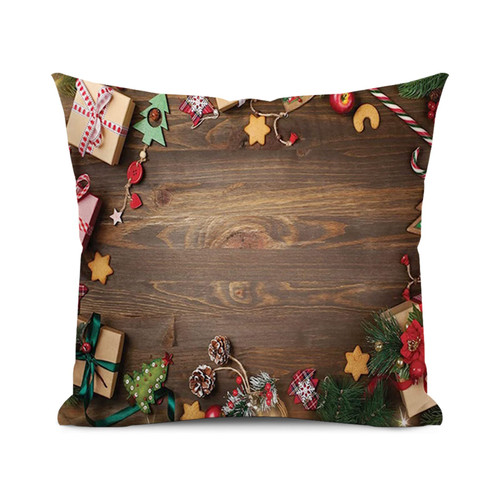 SARNFANS Pinecones Throw Pillow Cushion Cover,Cookies Gift Boxes Candy Canes,Decorative Square Accent Pillow Case,Multicolor 22x22 inch