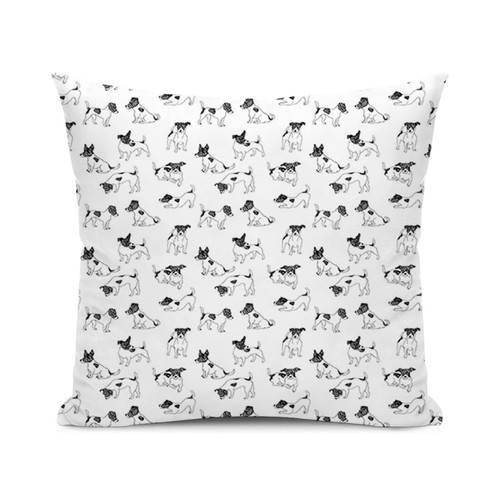 SARNFANS Dog Lover Throw Pillow Cushion Cover,Hand Drawn Dog Doodles,Decorative Square Accent Pillow Case,Black White 22x22 inch