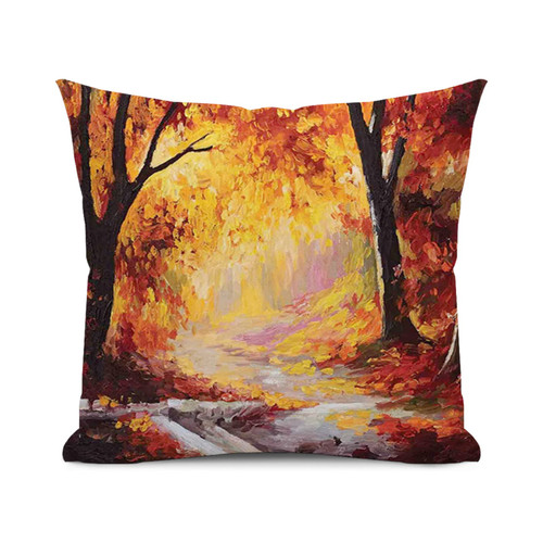 SARNFANS Country Cushion Cover Throw Pillows for Couch & Farmhouse Bedroom Decor,Autumn Color Leaves Fall Time Season Art,Print Decorative Square Home Accent Pillow Case,Orange Brown 20x20 inch