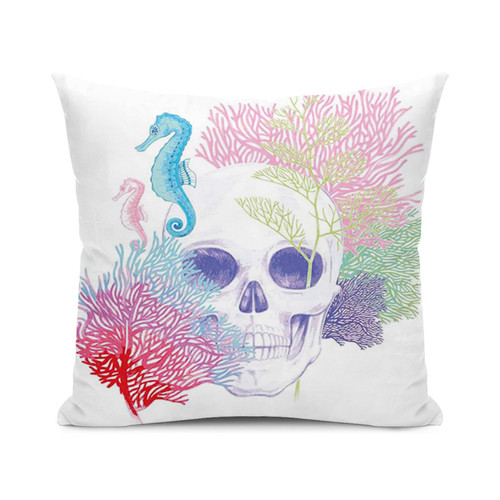SARNFANS Animal Throw Pillow Cushion Cover,Halloween Skull Skeleton Head,Decorative Square Accent Pillow Case,Blue 22x22 inch SARNFANS Animal Throw Pillow Cushion Cover,Halloween Skull Skeleton Head,Decorative Square Accent Pillow Case,Blue 22x22 inch