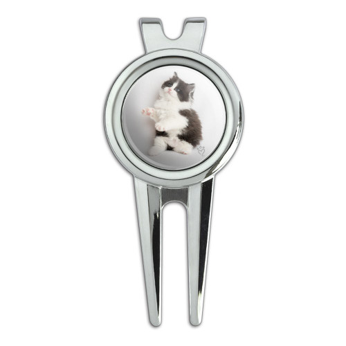 GRAPHICS & MORE Persian Kitten Cat Black White Golf Divot Repair Tool and Ball Marker