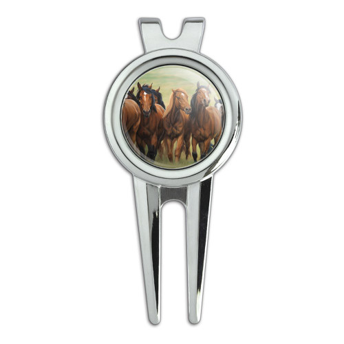 GRAPHICS & MORE Horses on The Prairie Pecking Order Golf Divot Repair Tool and Ball Marker