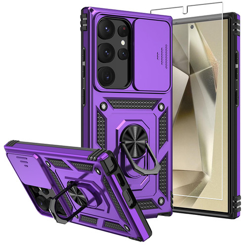 for Samsung Galaxy S24 Ultra Case,Galaxy S24 Ultra Case,with Camera Cover,[Military Grade] 16ft.Drop Tested Cover with Magnetic Kickstand Protective Case for Samsung S24 Ultra 6.8 inch, Purple