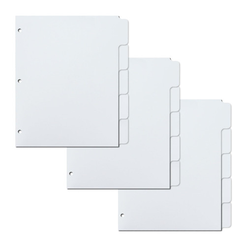 Buqoo 3-Ring Binder Plastic Divider Set Clear 5-Tab Dividers Sheet Protector Dividers Page Binder Insertable Index Dividers 3 Holes Punch Section Index Dividers for Letter Size (Clear-3 Set)