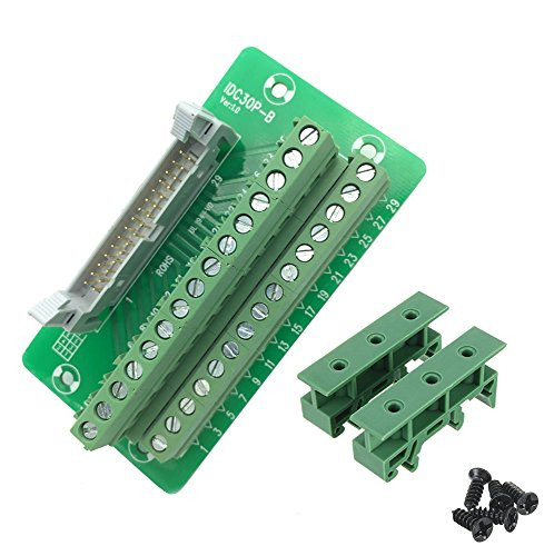 Sysly IDC30 2x15 Pins Male Header Breakout Board Terminal Block Connector with Simple DIN Rail Mounting feet