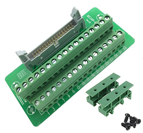 Sysly IDC34 2x17 Pins Male Header Breakout Board Terminal Block Connector with Simple DIN Rail Mounting feet