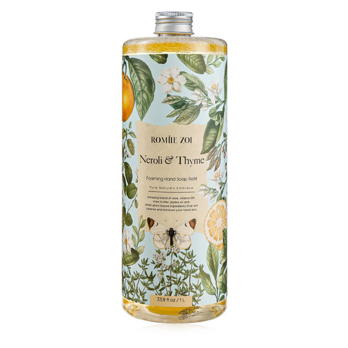 ROMIIE ZOI Foaming Hand Soap Refill, Neroli & Thyme, Gentle & Moisturizing Formula, 1 L/ 33.8 FL OZ