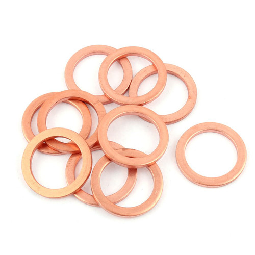 uxcell 10pcs 20mm x 16mm x 2mm Flat Ring Copper Crush Washer Sealing Gasket Fastener