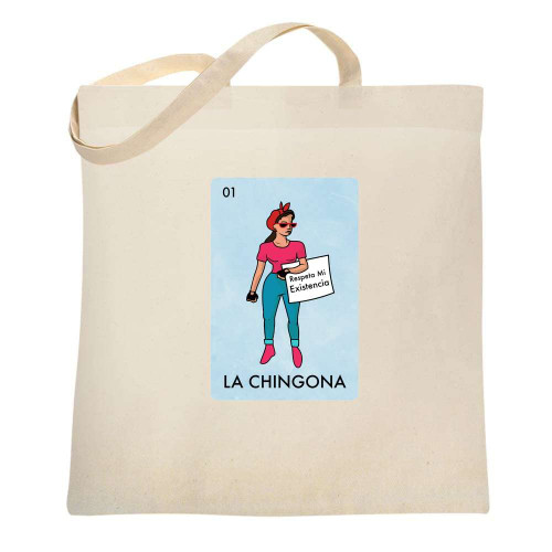 Pop Threads La Chingona Parody Feminist Latina Canvas Tote Bag Natural 15x15 inches