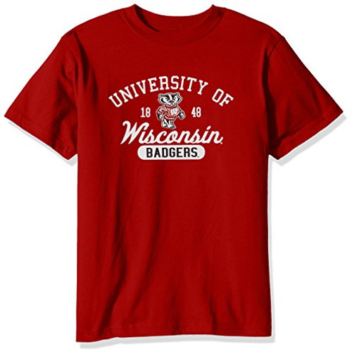 College Kids NCAA Wisconsin Badgers Youth Short Sleeve Tee, Size 14-16/Large, Red College Kids NCAA Wisconsin Badgers Youth Short Sleeve Tee, Size 14-16/Large, Red