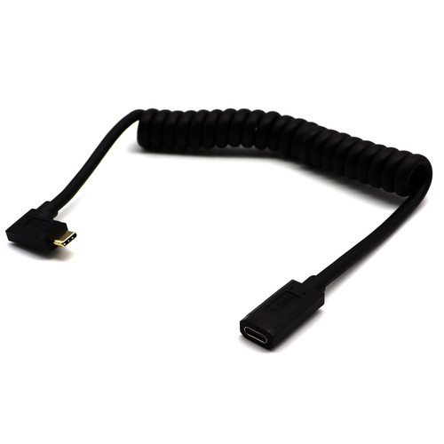 MOTONG Coiled Type C Cable, USB 3.1 C to USB 3.1 C Cable, Coiled Type C Female to Type C Male 90 Degree Cable Cord for Laptop/Tablet/Smartphone