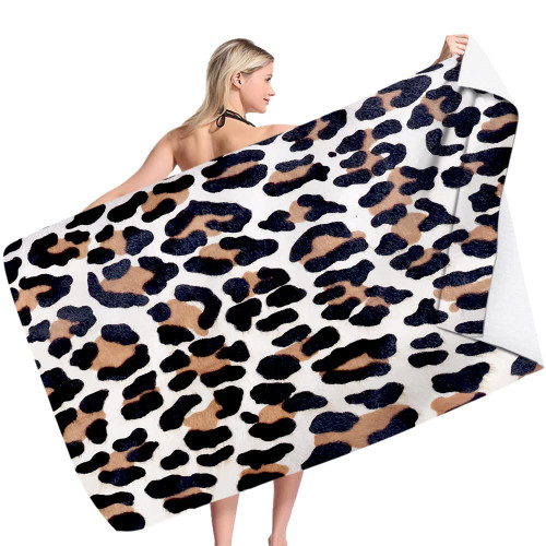 Microfiber Beach Towel Large , Leopard Beach Towels for Adults, 30x60 inch Quick Dry Bath Towel Oversized, Lightweight Absorbent Swim Towels Pool Towels for Kids, Sandproof Beach Towel (leopard 6)