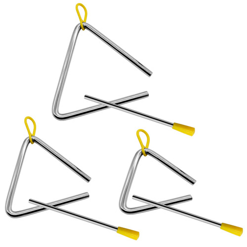 Jiozermi 3 Pcs Percussion Triangles With Strikers, 4 Inch 5 Inch 6 Inch Steel Triangle Instrument with Striker Rhythm Triangle Instrument Triangle Percussion Instrument