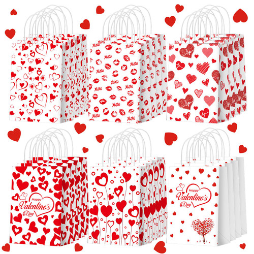 Glenmal 24 Pieces Valentine's Day Paper Gift Bags with Handle Valentines Party Kraft Bags Red Heart Goodie Candy Treat Bags for Valentine's Day Party Favors Gift Wrapping Supplies Glenmal 24 Pieces Valentine's Day Paper Gift Bags with Handle Valentines Party Kraft Bags Red Heart Goodie Candy Treat Bags for Valentine's Day Party Favors Gift Wrapping Supplies