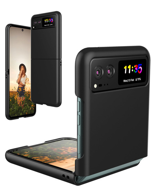 Foluu Case for Motorola Razr 2023 [Not fit Razr Plus 2023], Moto Razr 2023 Slim Phone Case, Ultra Thin Slim Fit Matte PC with Non-Slip Grip Full Protection Cover for Motorola Razr 2023 (Black)