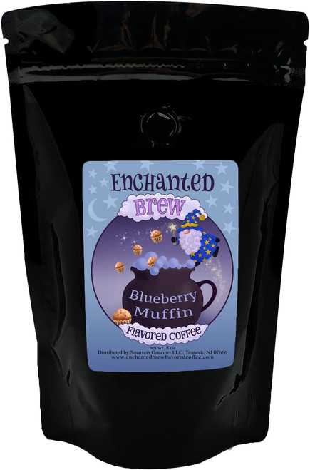 Enchanted Brew Blueberry Muffin Gourmet Flavored Coffee, Artisan Infused Medium-Roast Arabica Coffee Beans - 8 Oz Bag, Ground