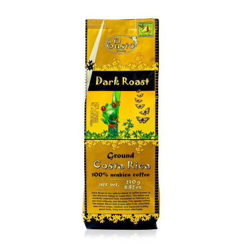 El Gusto Coffee - Costa Rican Dark Roast Coffee, 100% Arabica, Shade Grown, Handpicked & Sun-Dried - Roasted, Freshly Ground & Sealed For Freshness - Dark Roast (8.82 oz) El Gusto Coffee - Costa Rican Dark Roast Coffee, 100% Arabica, Shade Grown, Handpicked & Sun-Dried - Roasted, Freshly Ground & Sealed For Freshness - Dark Roast (8.82 oz)
